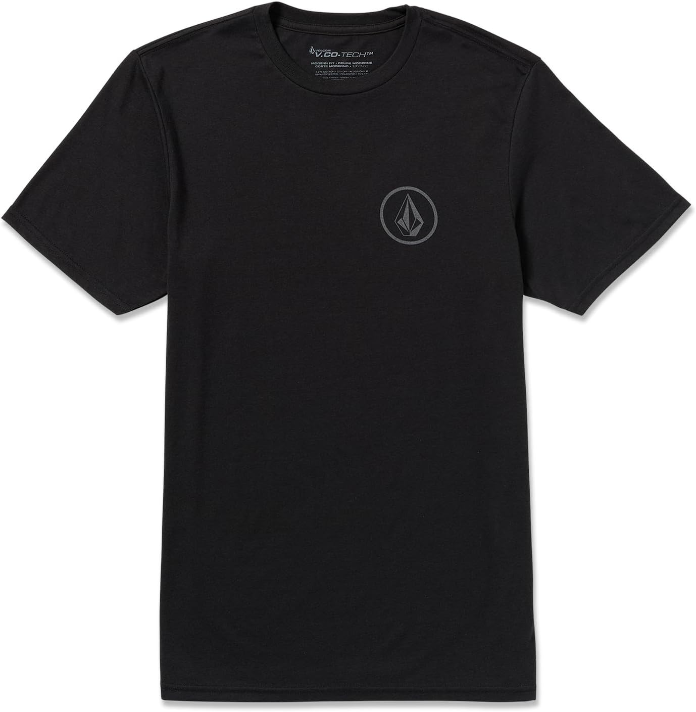 Volcom Men's Stone Tech Short Sleeve Quick Drying Tee Black Circle