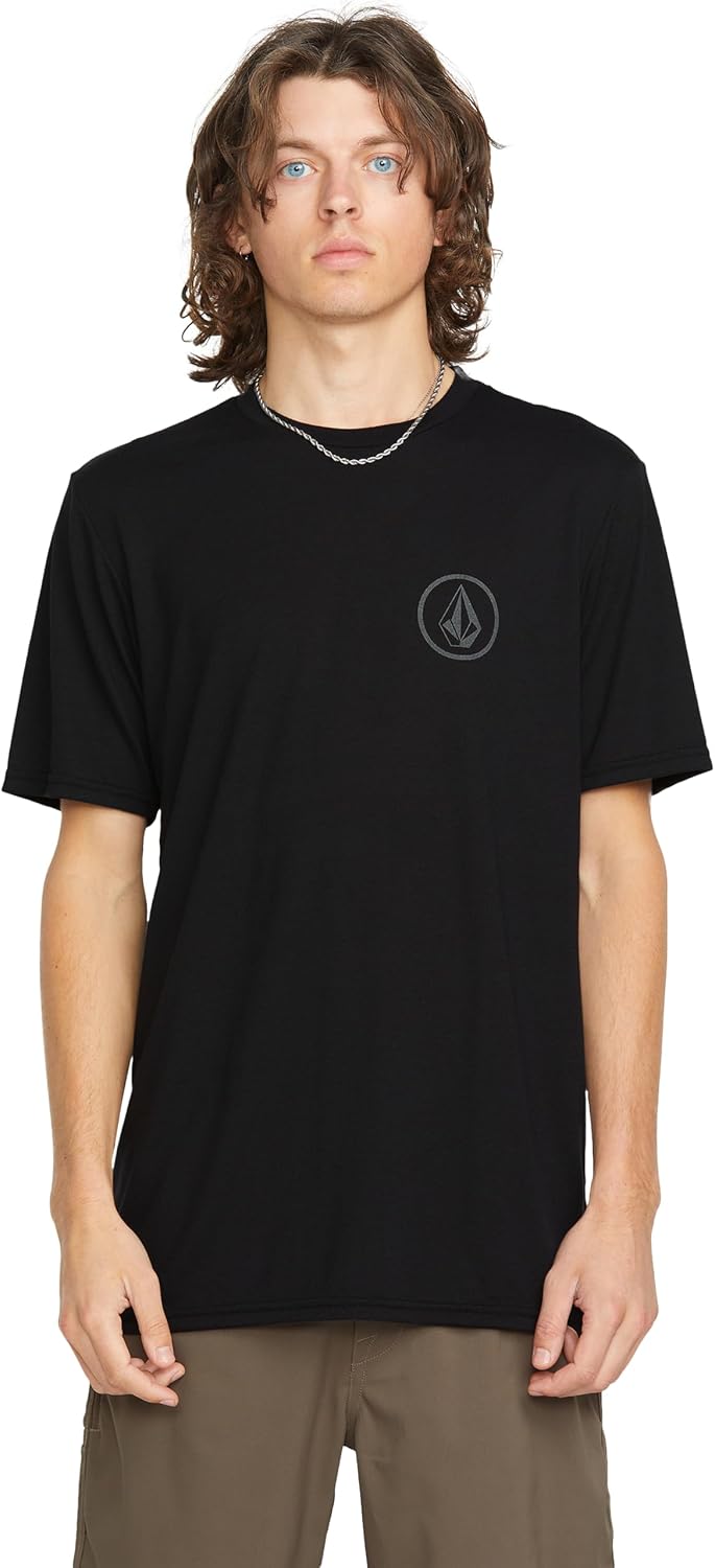 Volcom Men's Stone Tech Short Sleeve Quick Drying Tee Black Circle