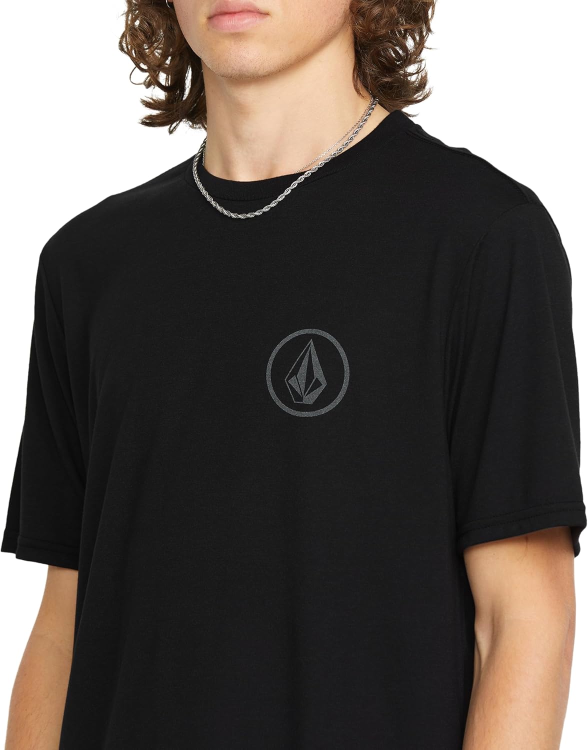 Volcom Men's Stone Tech Short Sleeve Quick Drying Tee Black Circle
