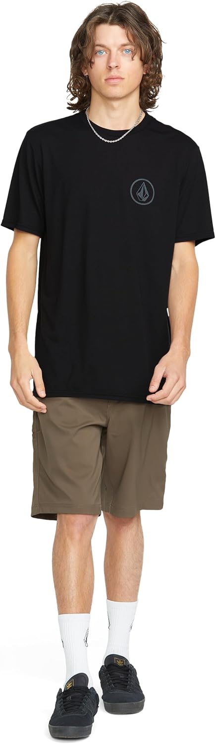 Volcom Men's Stone Tech Short Sleeve Quick Drying Tee Black Circle