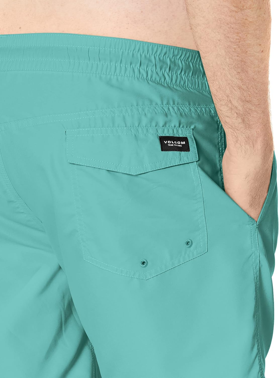 Volcom Men's 16" Elastic Waist Swim Trunks- Stretchable, UPF 50+, Quick Dry Swim Bottoms Green