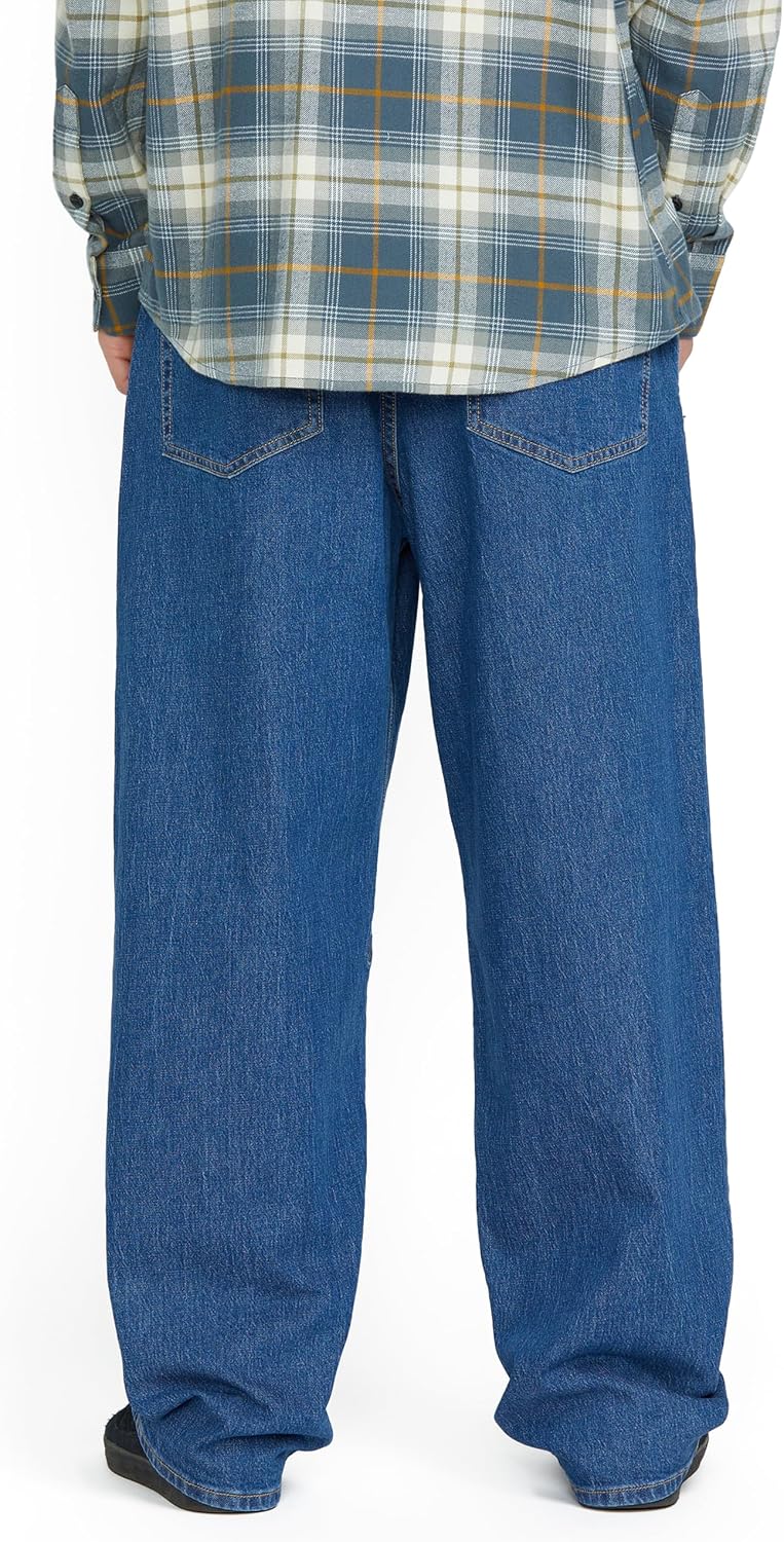 Volcom Men's Billow Loose Fit Baggy Denim Jeans – Relaxed Vintage Style, Soft Cotton Denim, Wide Leg Bold Blue Wash