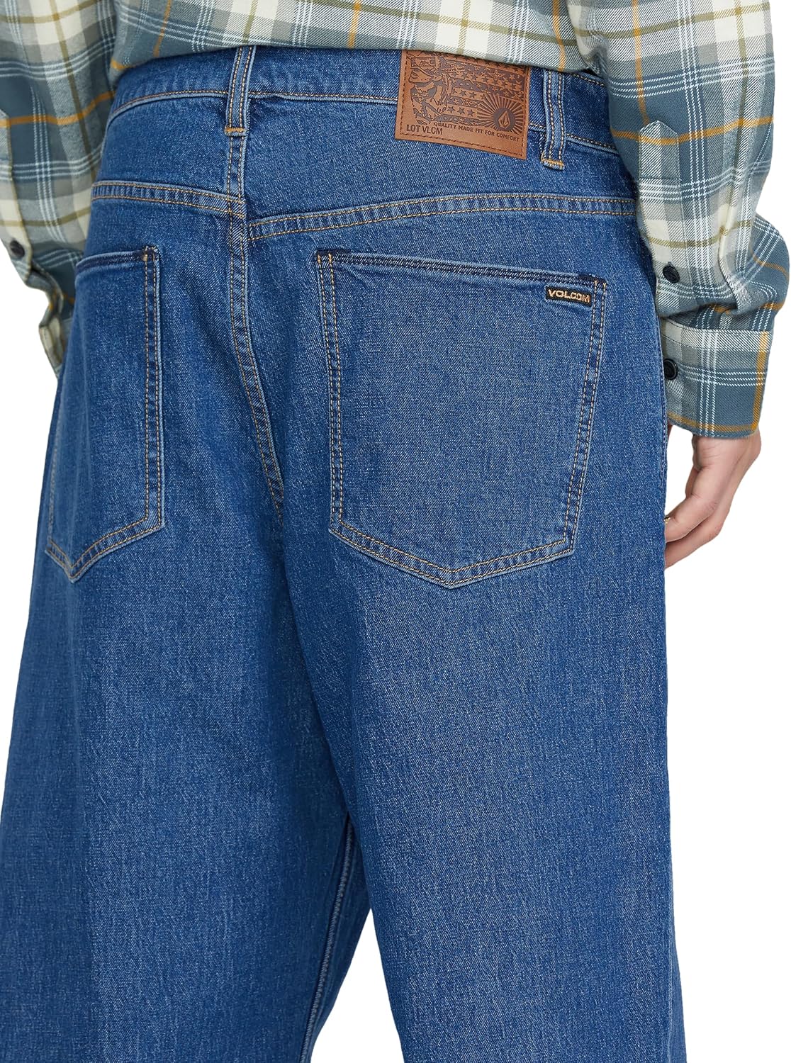 Volcom Men's Billow Loose Fit Baggy Denim Jeans – Relaxed Vintage Style, Soft Cotton Denim, Wide Leg Bold Blue Wash