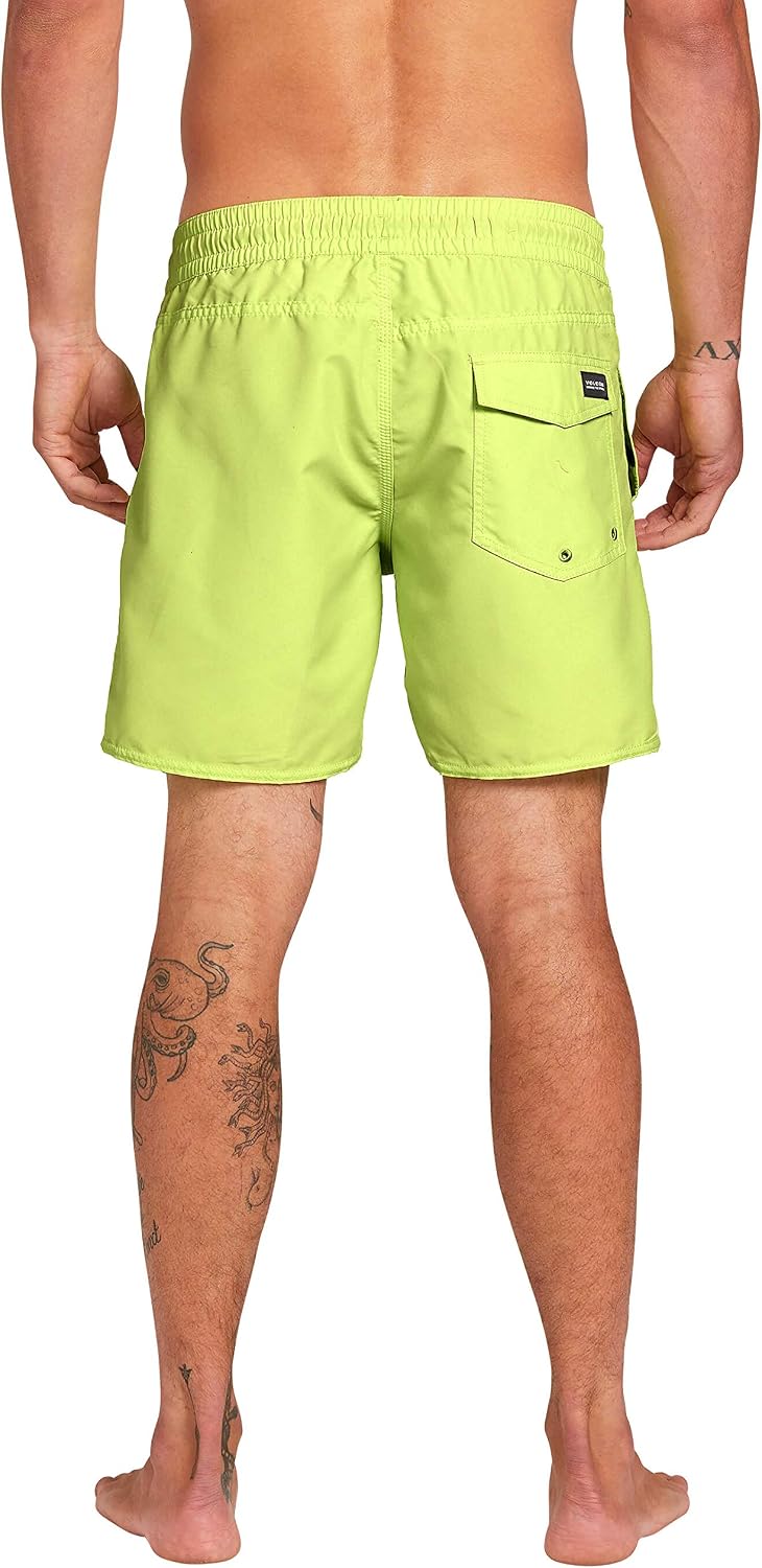 Volcom Men's 16" Elastic Waist Swim Trunks- Stretchable, UPF 50+, Quick Dry Swim Bottoms Lt Green