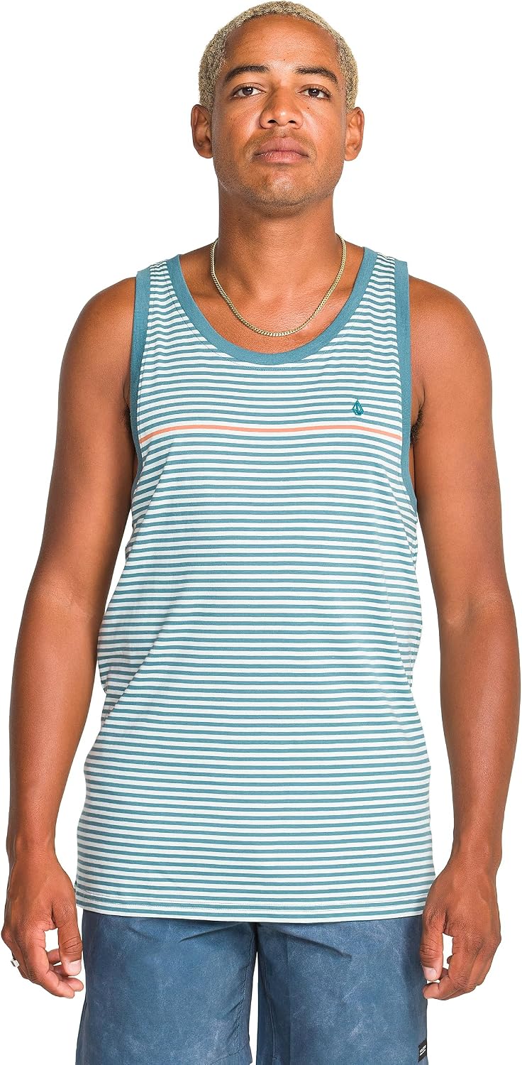 Volcom Men's Sleeveless Knit Tank Top – Soft Cotton Knit Lightweight Muscle Shirt Crystal Blue