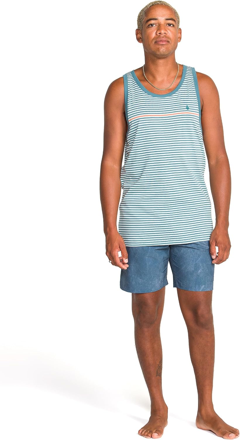 Volcom Men's Sleeveless Knit Tank Top – Soft Cotton Knit Lightweight Muscle Shirt Crystal Blue
