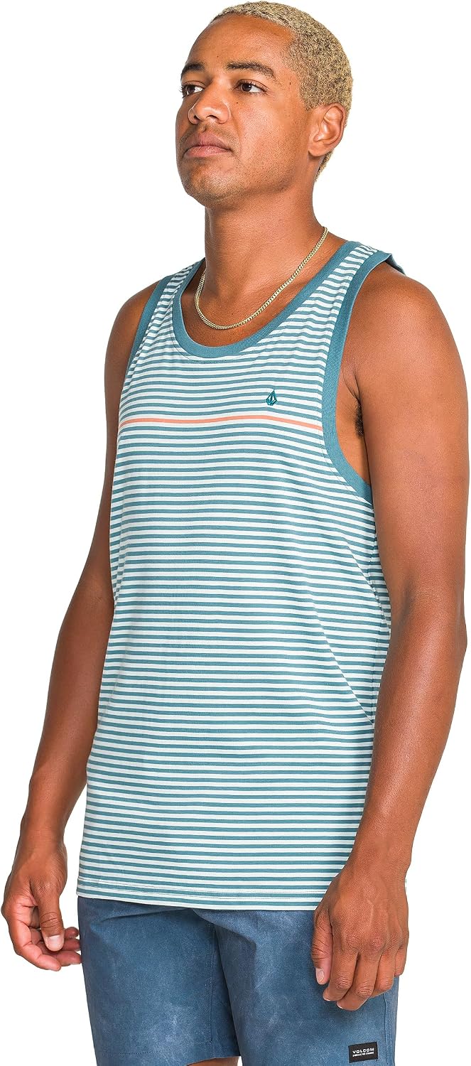 Volcom Men's Sleeveless Knit Tank Top – Soft Cotton Knit Lightweight Muscle Shirt Crystal Blue