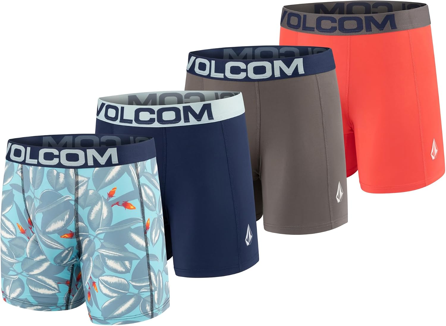 Volcom Mens Boxer Briefs Poly Spandex Performance Boxer Briefs Underwear with Comfort Flex Side Panel- Sleek Modern Look BlueNavyHeatherQuora