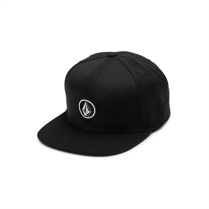 Volcom Men's Quarter Twill Snapback Hat – 6-Panel Adjustable Cap with Stone Logo Patch Black