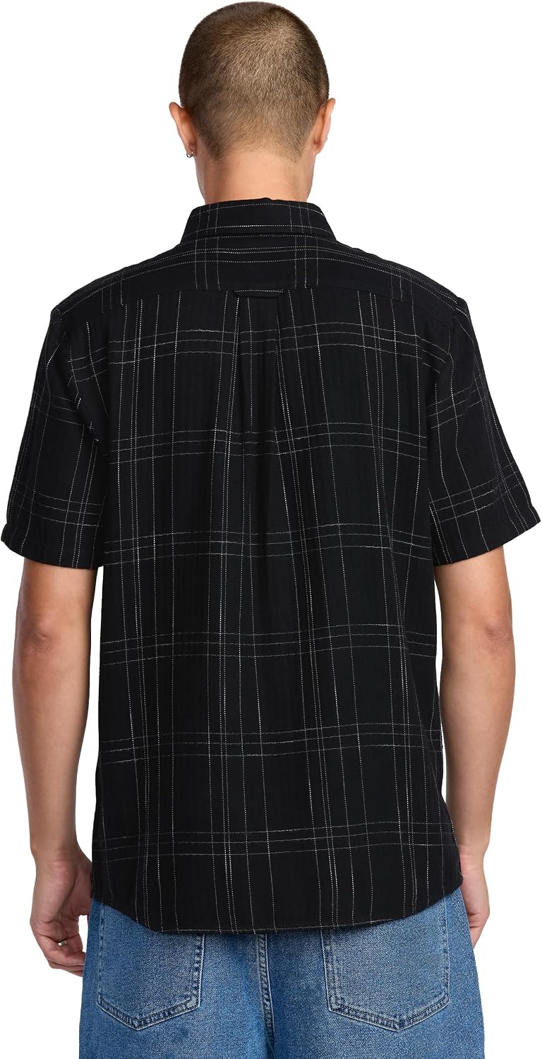 Volcom Men's Date Knight Short Sleeve Classic Fit Button Down Shirt New Black