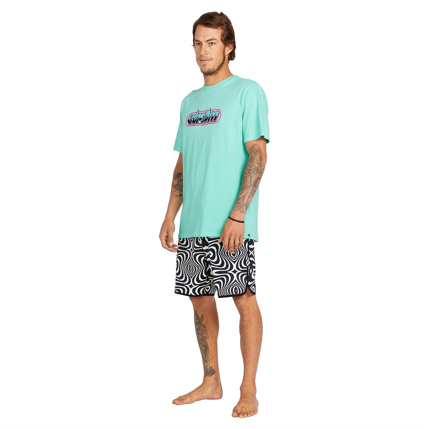 Volcom Men's 19" Mod-Tech Board Shorts- Performance UPF 50+ Sun Protection Quick-Dry Swim Bottoms White