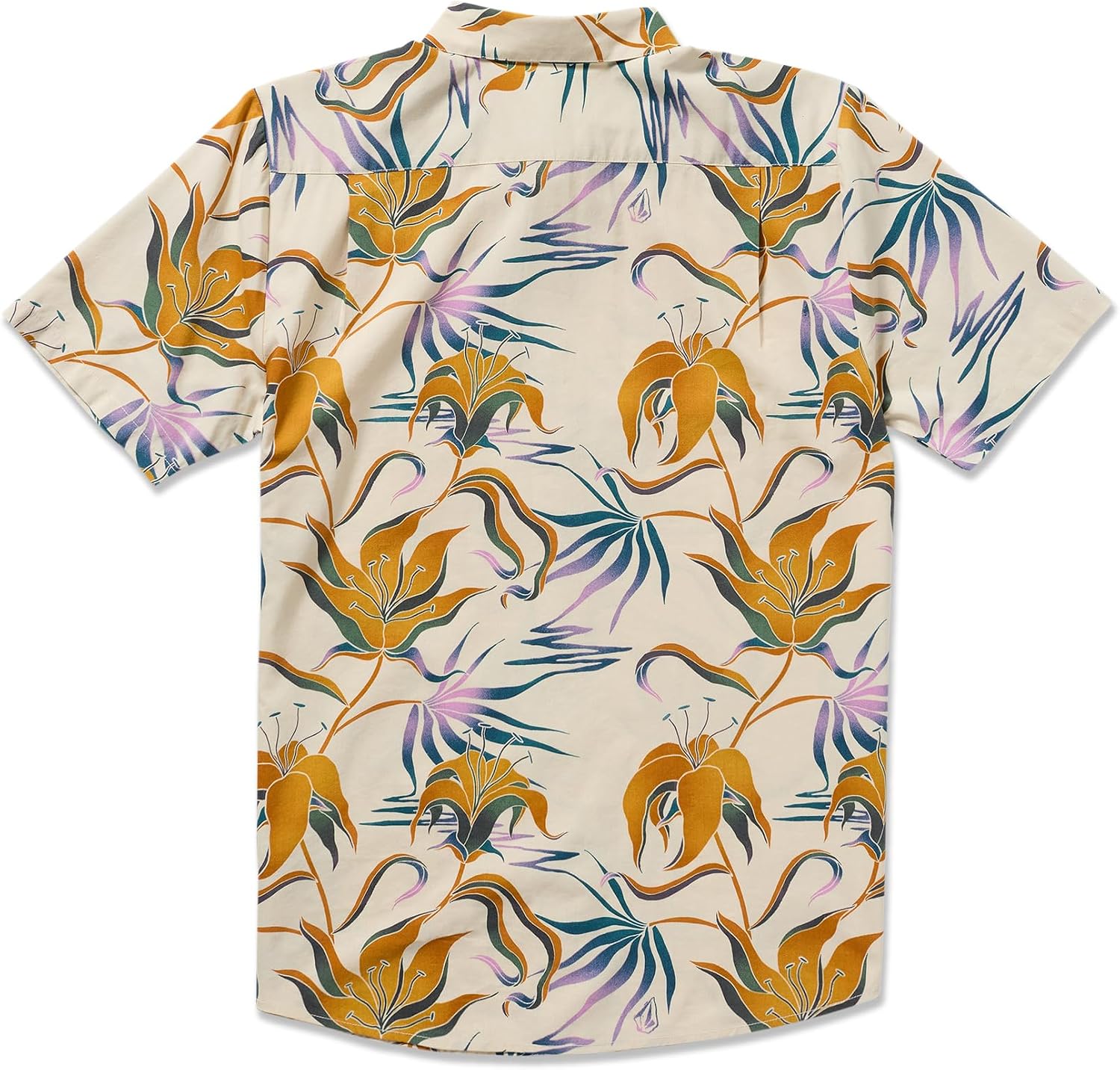 Volcom Men's Regular Marble Floral Short Sleeve Button Down Hawaiian Shirt Dirty White