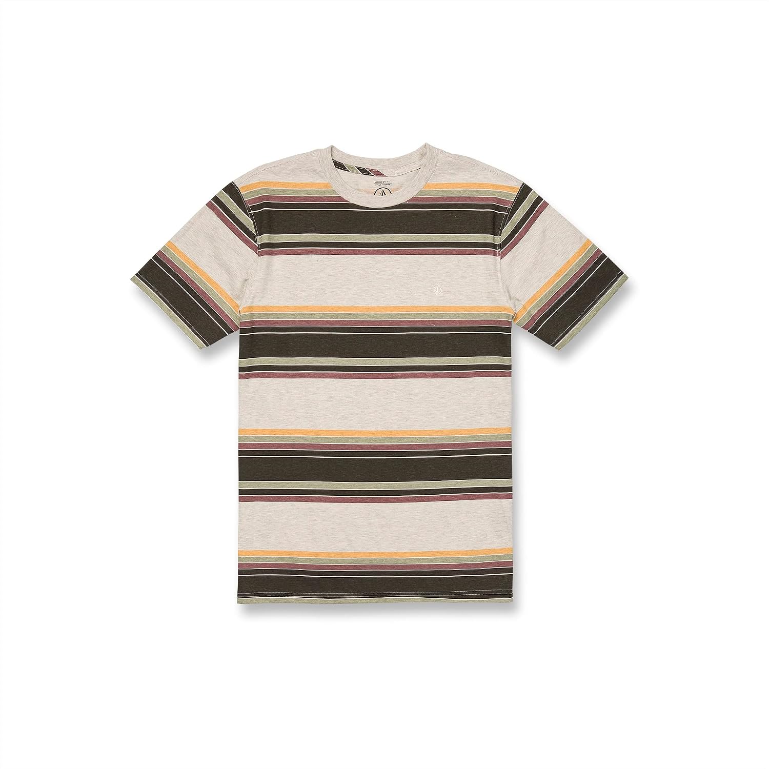 Volcom Men's Striped Knit T-Shirt – Short Sleeve Crewneck Tee, Soft Cotton Jersey Bone