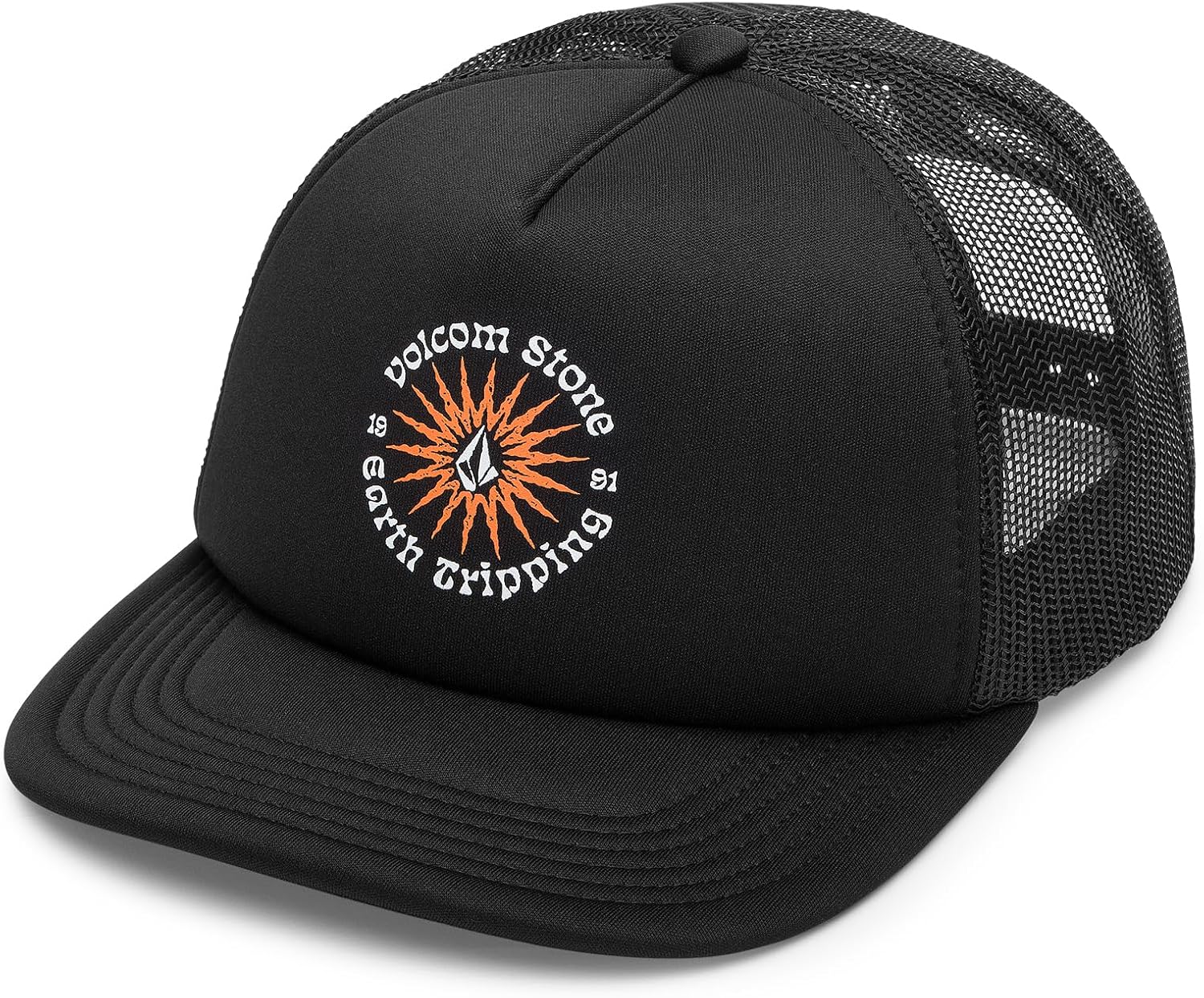 Volcom Men's Mesh Trucker Hat - Adjustable Snapback Cap, Breathable Structured Front Panel Black Truck