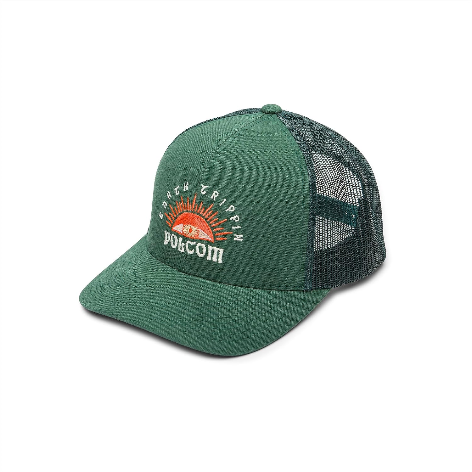 Volcom Men's Mesh Trucker Hat - Adjustable Snapback Cap, Breathable Structured Front Panel Evergreen