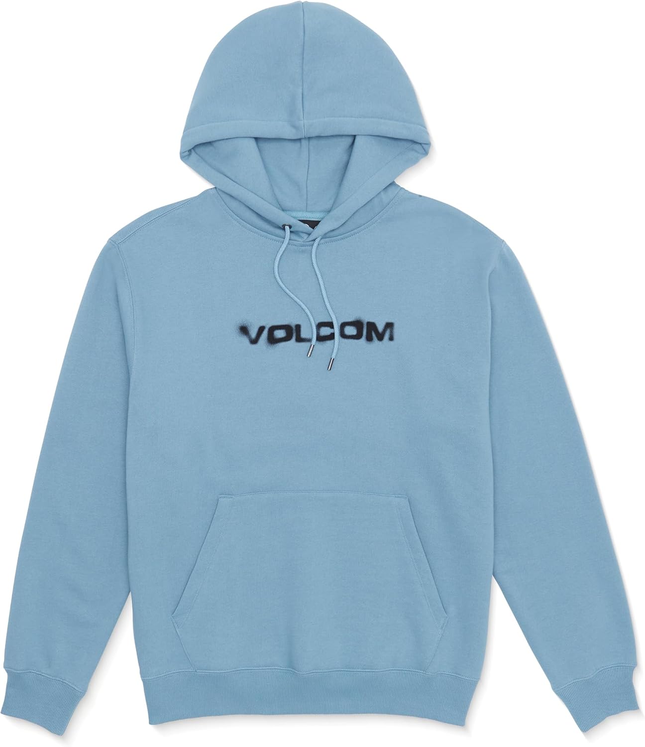 Volcom Men's Pullover Logo Fleece Hooded Sweatshirt – Soft Brushed Interior, Classic Fit, Kangaroo Pocket, Ribbed Cuffs & Hem Blue Rinse