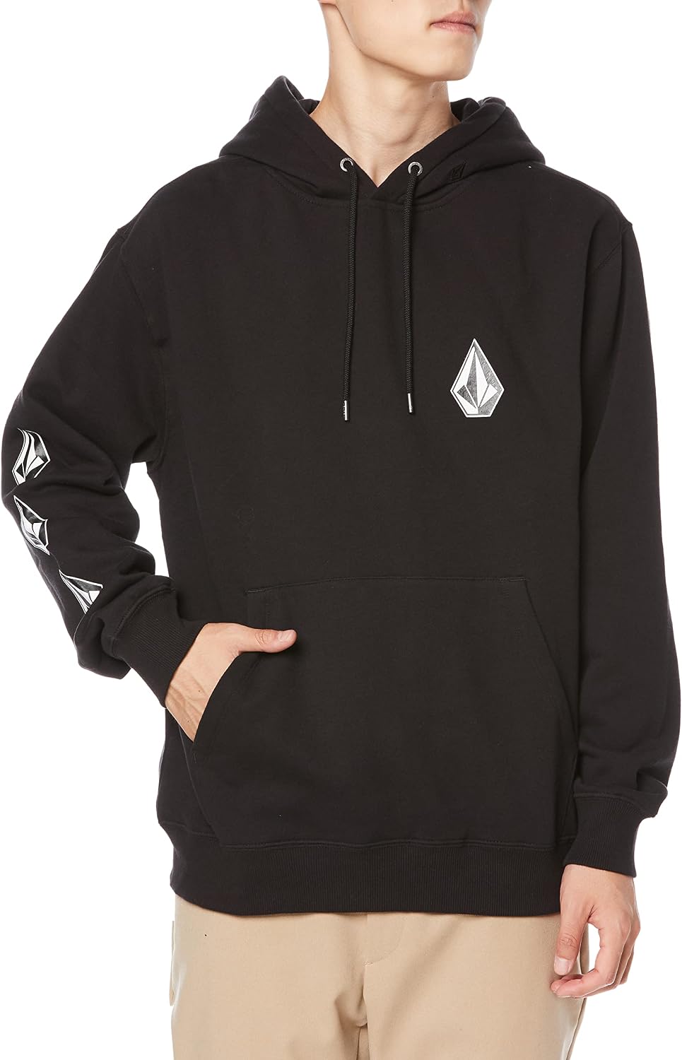 Volcom Men's Iconic Stone Pullover Hoodie Fleece Sweatshirt Iconic Black