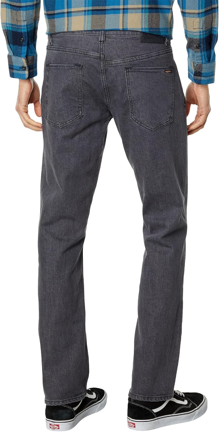Volcom Men's Vorta Slim Fit Jeans – Classic Straight Leg Denim Pants with 15" Leg Opening Easy Enzyme Grey