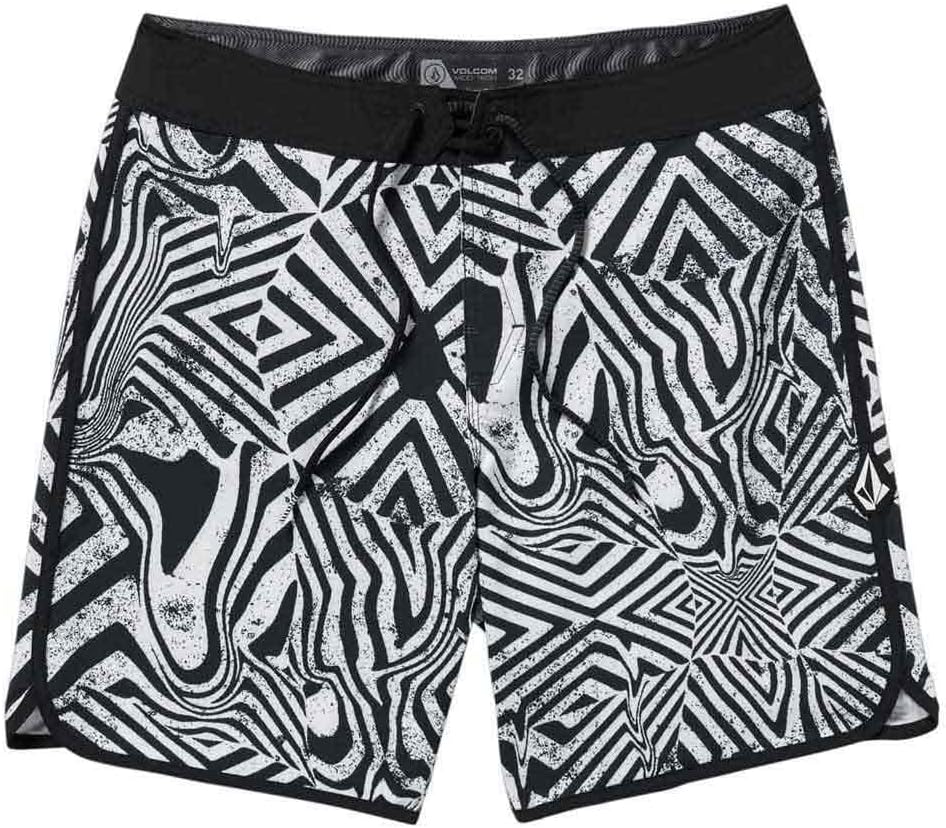 Volcom Men's 19" Mod-Tech Board Shorts- Performance UPF 50+ Sun Protection Quick-Dry Swim Bottoms White Black