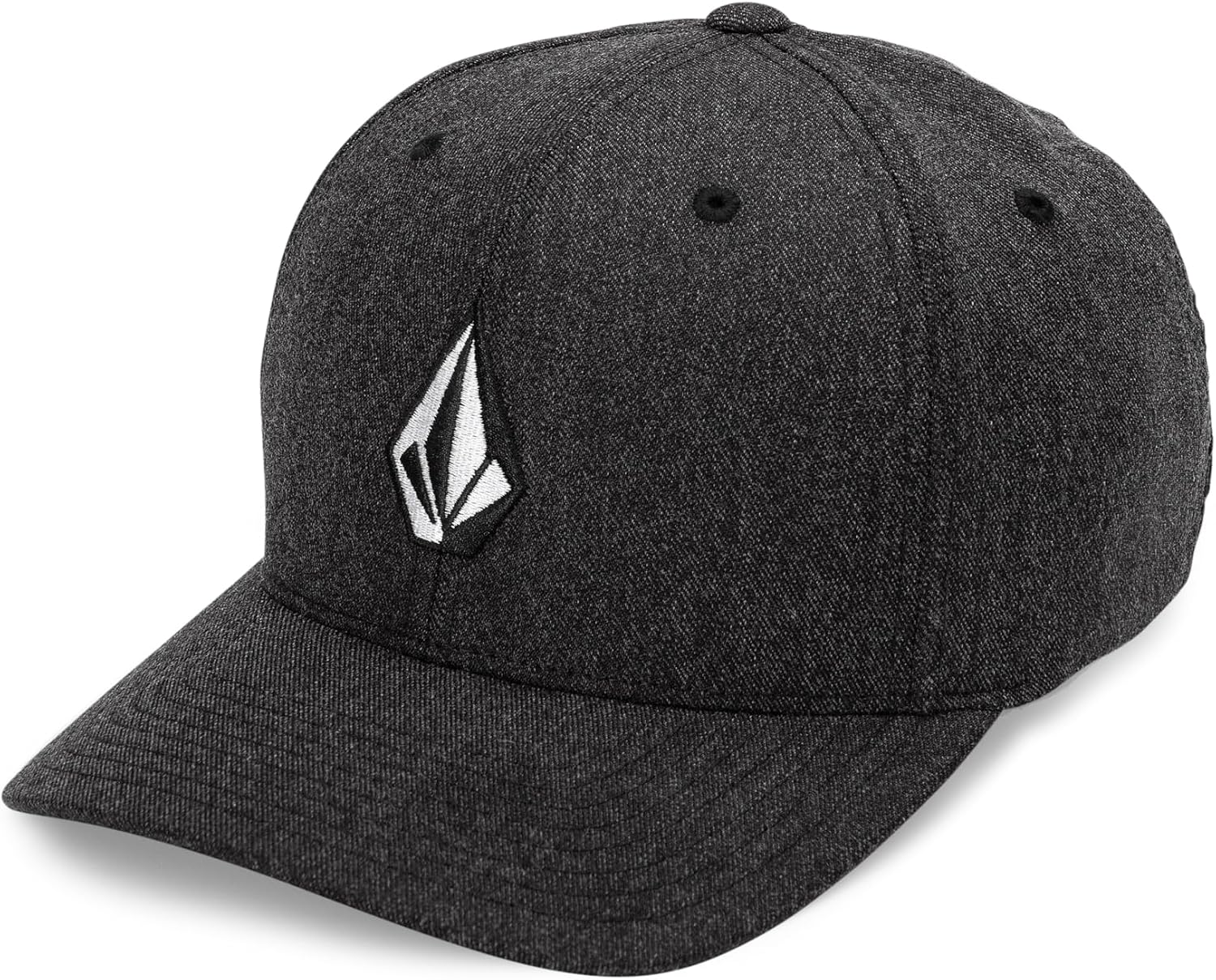 Volcom Men's Full Stone Flexfit Hat - 6-Panel Structured Stretch Twill Baseball Cap Charcoal Heather