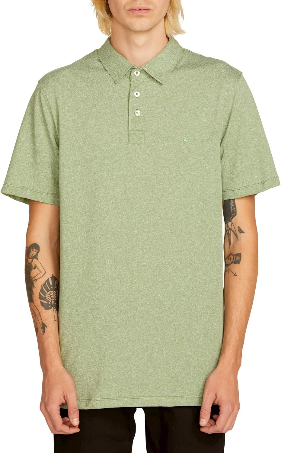 Volcom Men's Wowzer Modern Fit Short Sleeve Polo Shirt Dusty Green