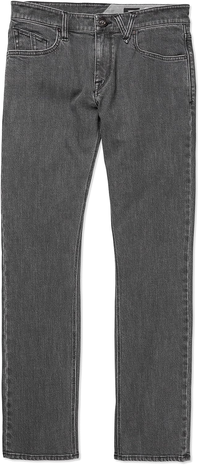 Volcom Men's Vorta Slim Fit Jeans – Classic Straight Leg Denim Pants with 15" Leg Opening Easy Enzyme Grey
