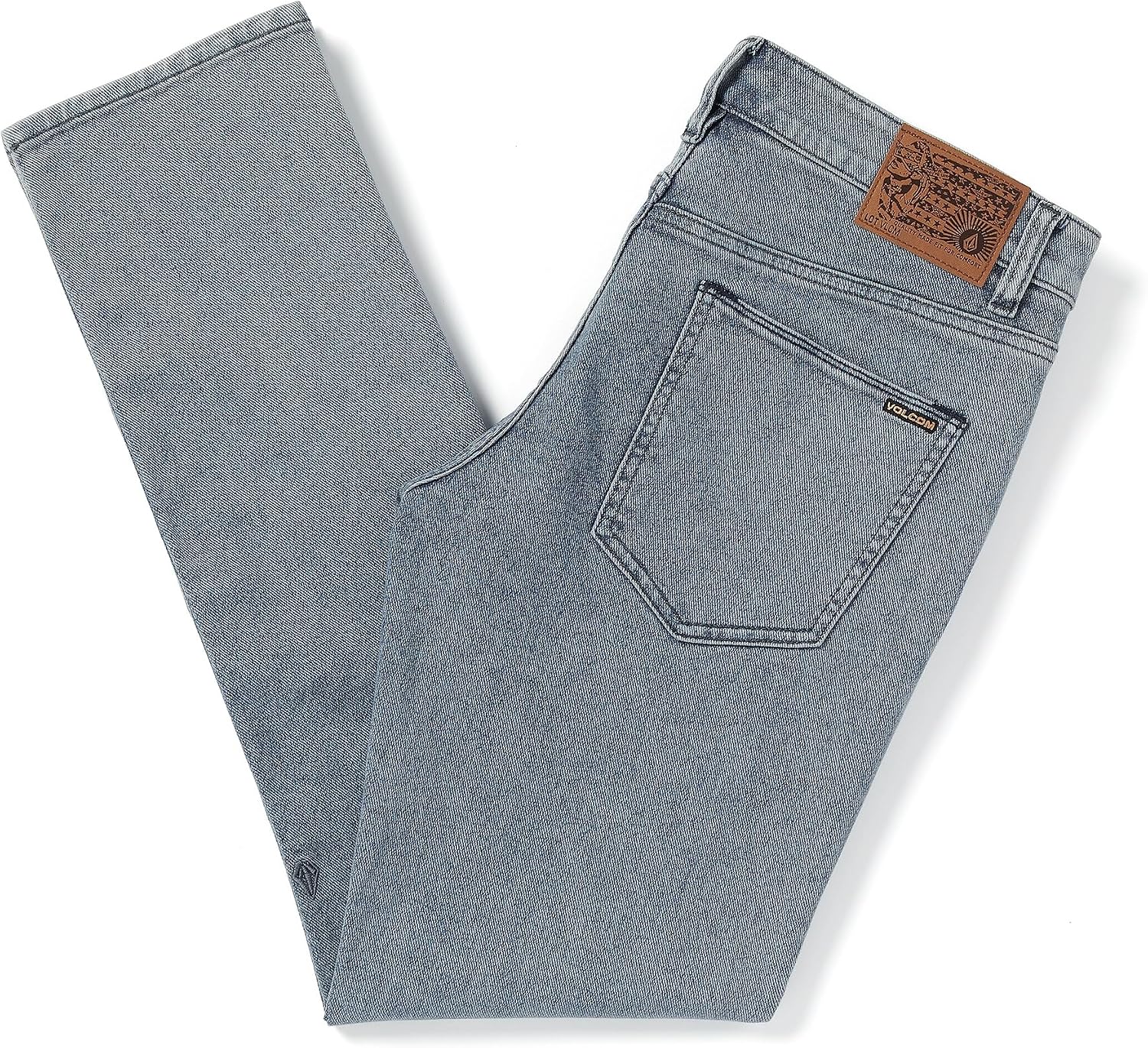 Volcom Men's Vorta Slim Fit Jeans – Classic Straight Leg Denim Pants with 15" Leg Opening Ash Blue