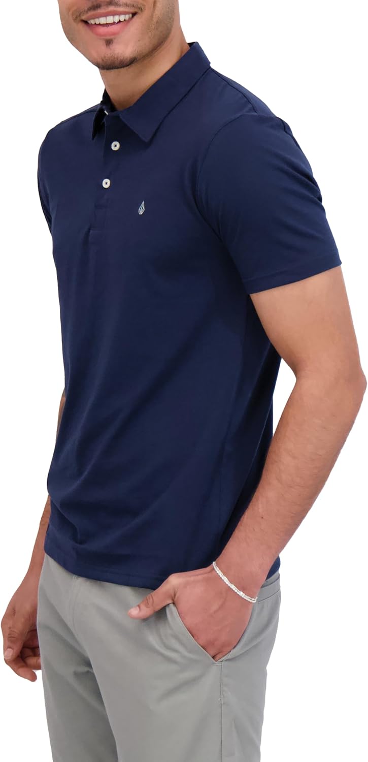 Volcom Short Sleeve Polo Shirt – Classic Fit, Soft Cotton Blend, Modern Casual Style Navy Paint
