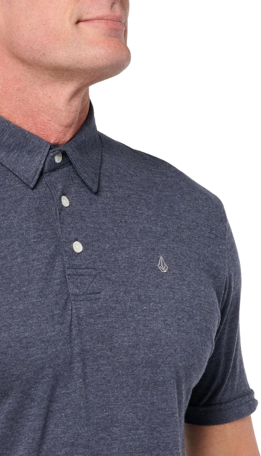 Volcom Short Sleeve Polo Shirt – Classic Fit, Soft Cotton Blend, Modern Casual Style Navy Paint