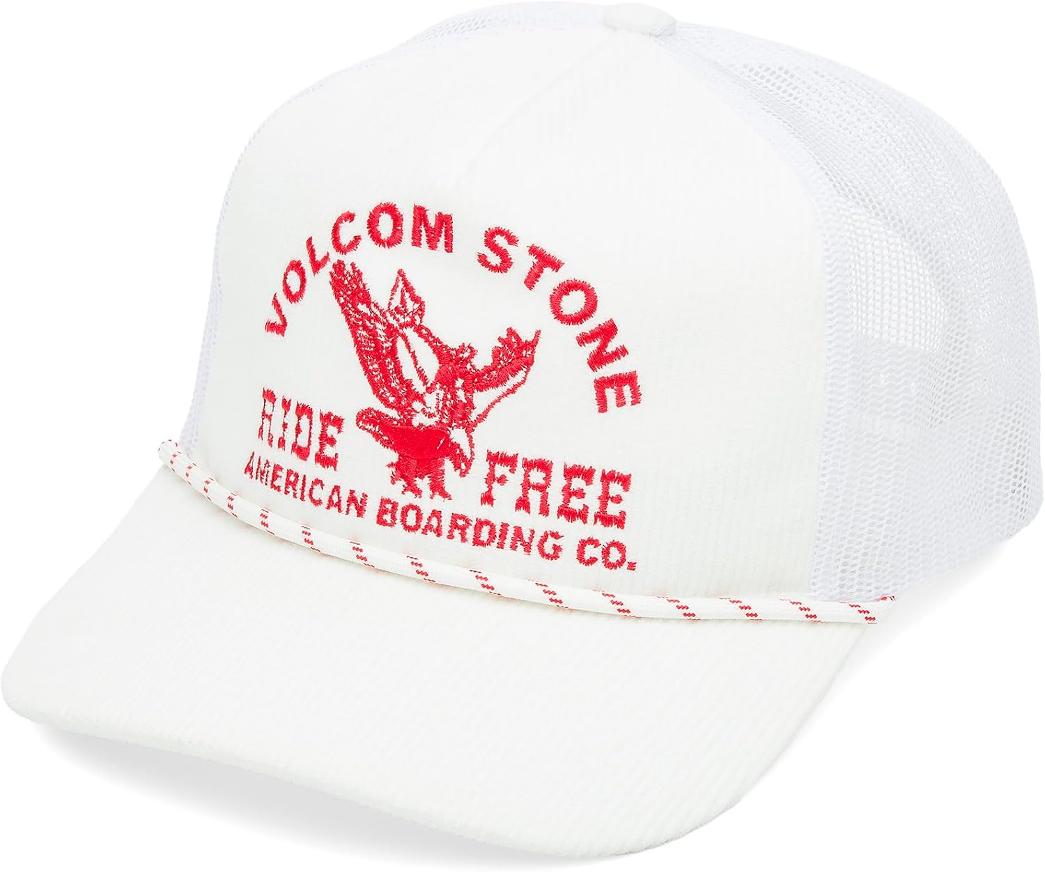 Volcom Men's Mesh Trucker Hat - Adjustable Snapback Cap, Breathable Structured Front Panel White Shred
