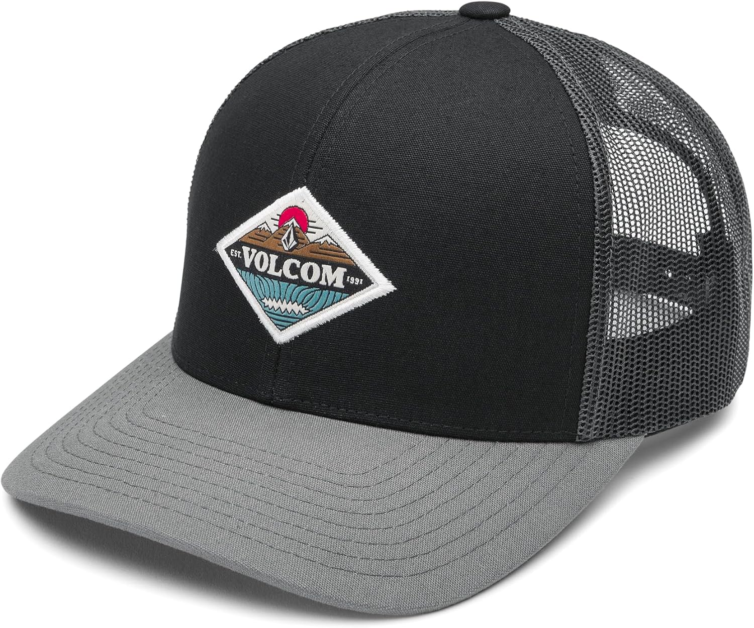 Volcom Men's Mesh Trucker Hat - Adjustable Snapback Cap, Breathable Structured Front Panel A Frame Stealth