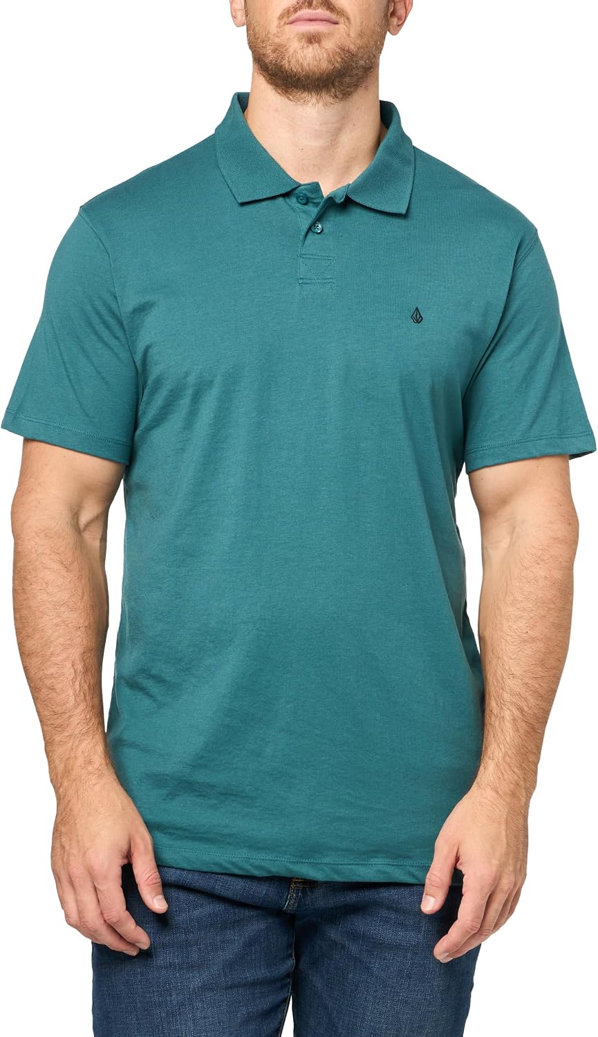 Volcom Short Sleeve Polo Shirt – Classic Fit, Soft Cotton Blend, Modern Casual Style Cosmic Blue