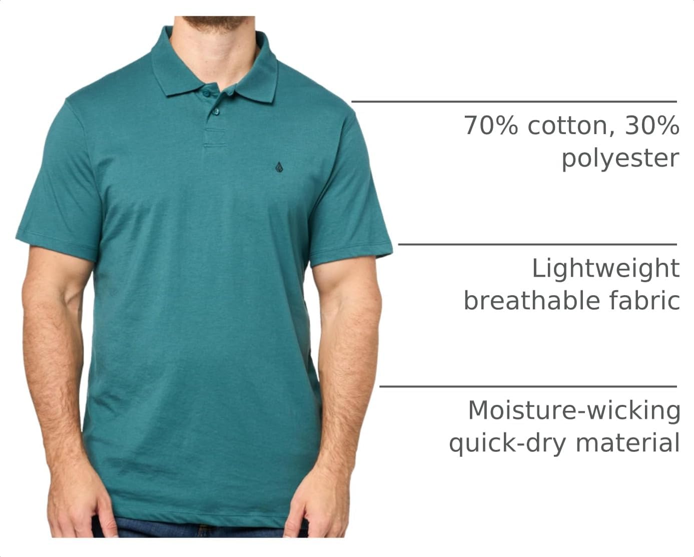 Volcom Short Sleeve Polo Shirt – Classic Fit, Soft Cotton Blend, Modern Casual Style Cosmic Blue