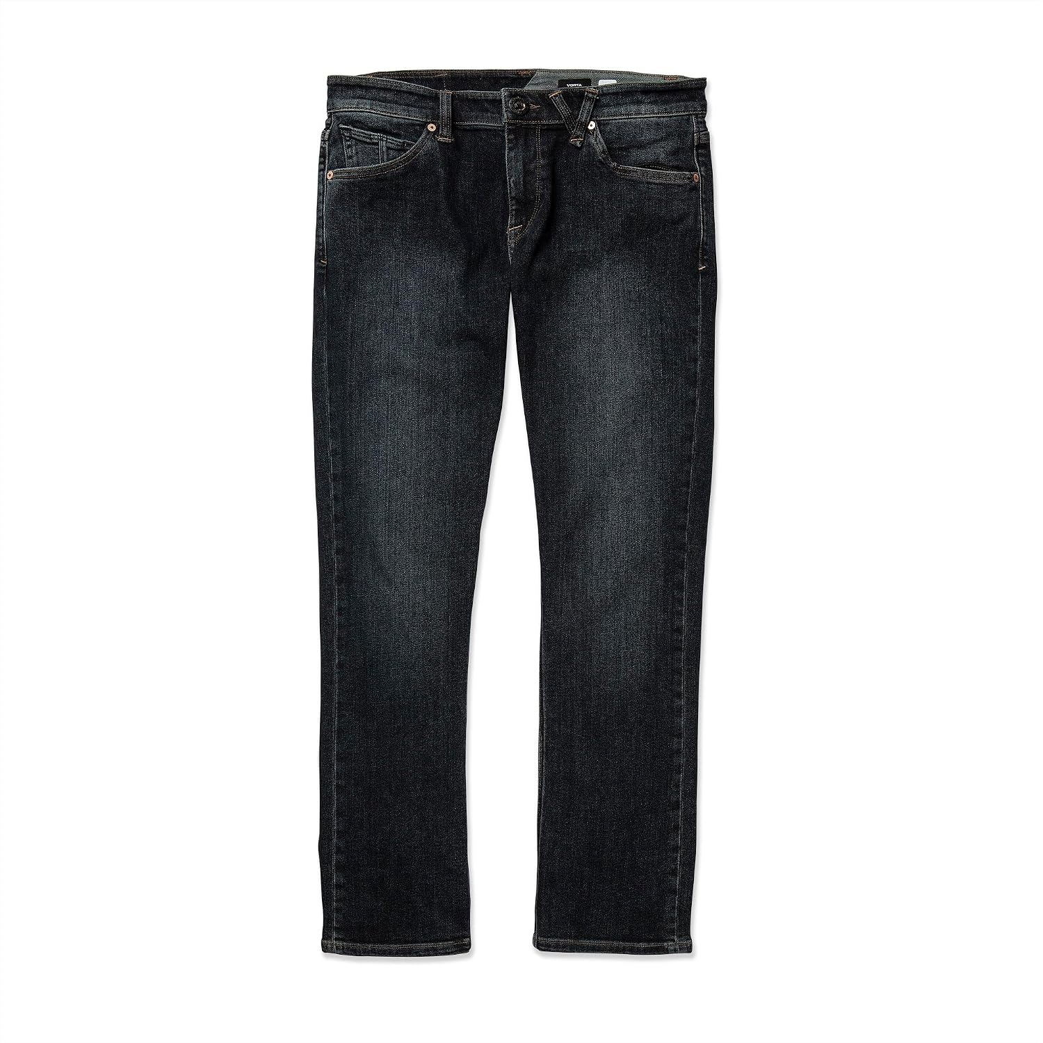 Volcom Men's Vorta Slim Fit Jeans – Classic Straight Leg Denim Pants with 15" Leg Opening Vintage Blue