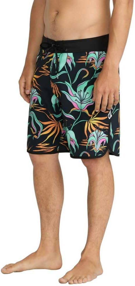 Volcom Men's 19" Mod-Tech Board Shorts- Performance UPF 50+ Sun Protection Quick-Dry Swim Bottoms Black Green