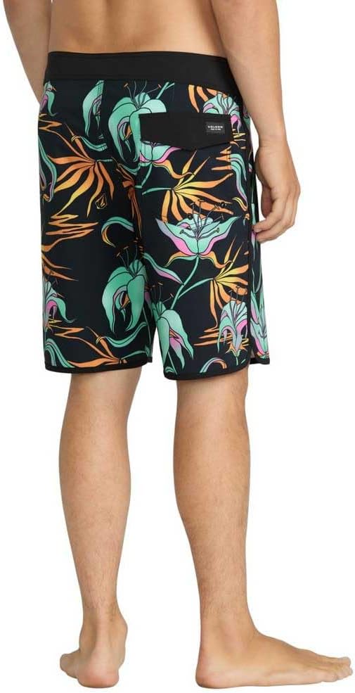 Volcom Men's 19" Mod-Tech Board Shorts- Performance UPF 50+ Sun Protection Quick-Dry Swim Bottoms Black Green