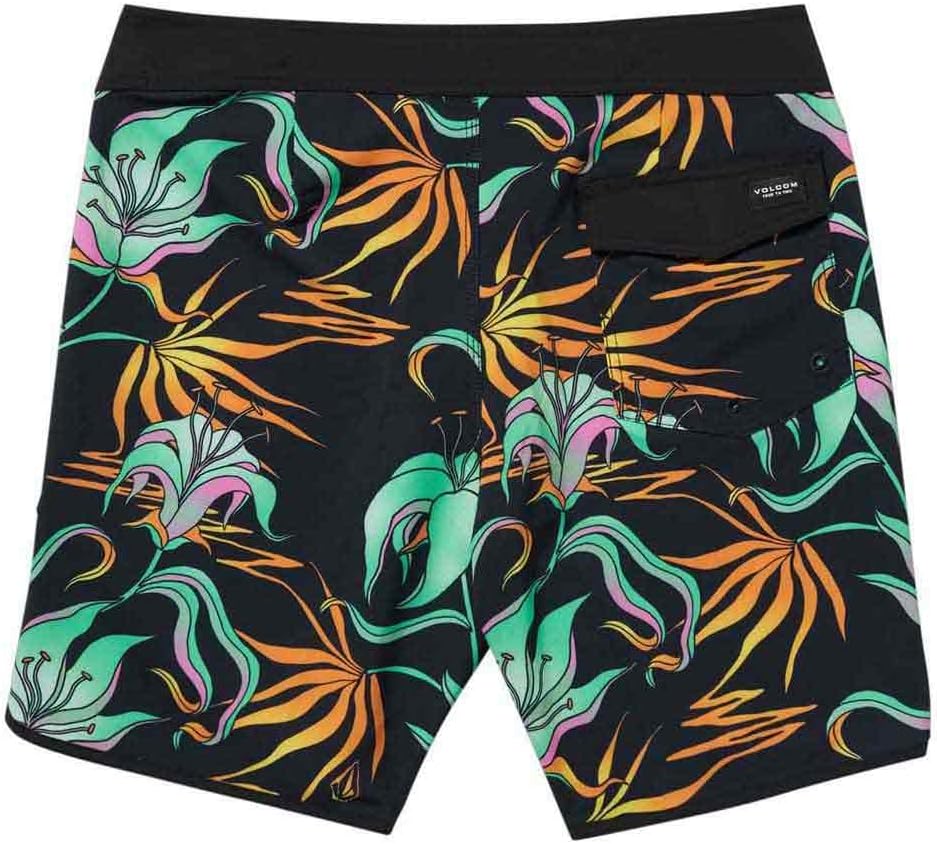 Volcom Men's 19" Mod-Tech Board Shorts- Performance UPF 50+ Sun Protection Quick-Dry Swim Bottoms Black Green