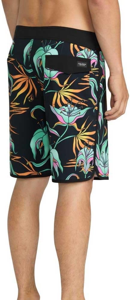 Volcom Men's 19" Mod-Tech Board Shorts- Performance UPF 50+ Sun Protection Quick-Dry Swim Bottoms Black Green