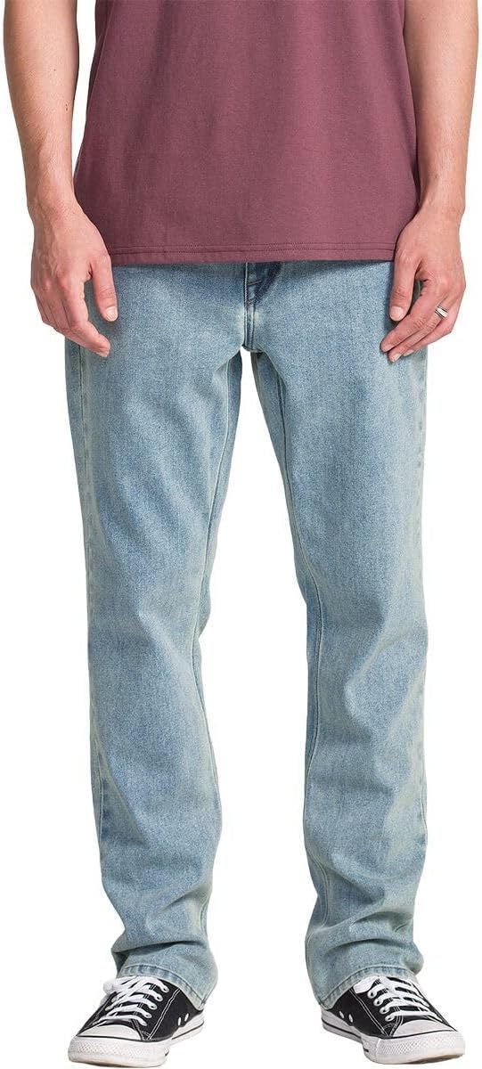 Volcom Men's Solver Modern Fit Jeans – Classic Straight Leg Denim Pants with 16" Leg Opening Dust Bowl Indigo