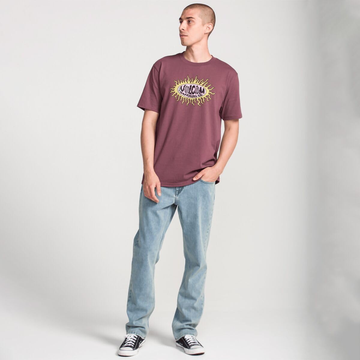 Volcom Men's Solver Modern Fit Jeans – Classic Straight Leg Denim Pants with 16" Leg Opening Dust Bowl Indigo