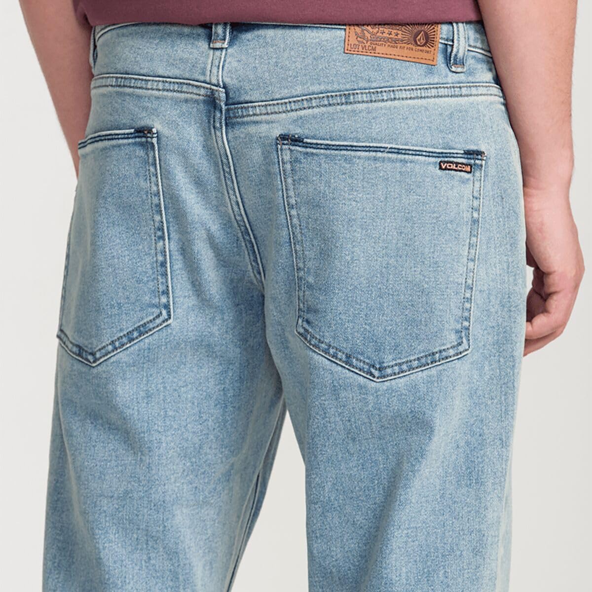 Volcom Men's Solver Modern Fit Jeans – Classic Straight Leg Denim Pants with 16" Leg Opening Dust Bowl Indigo