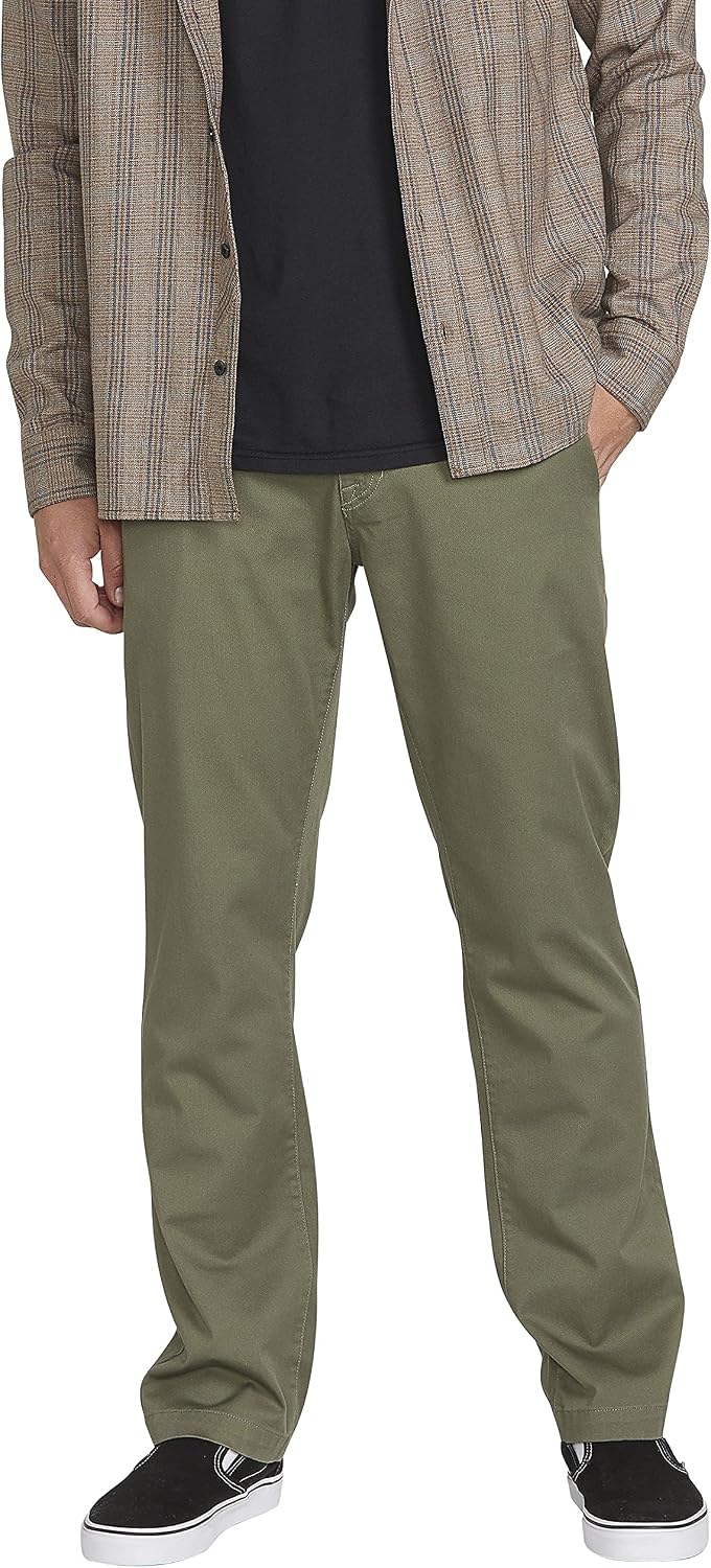 Volcom Mens Frickin Modern Stretch Chino Pant – Everyday Wear Slim Fit Stretch Twill Pants Army Green Combo