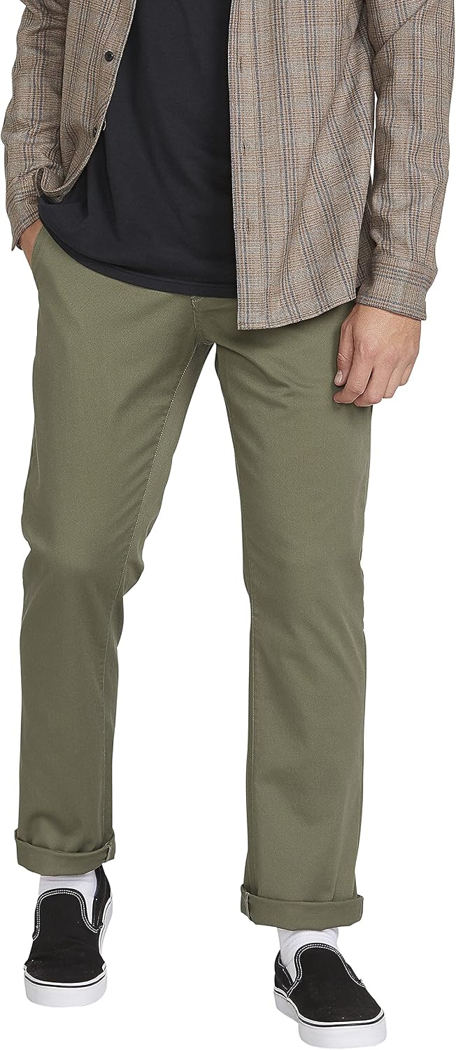 Volcom Mens Frickin Modern Stretch Chino Pant – Everyday Wear Slim Fit Stretch Twill Pants Army Green Combo