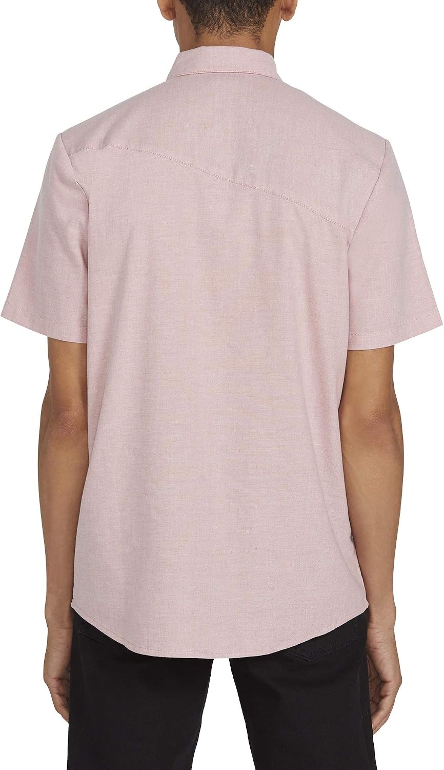Volcom Men's Everett Oxford Short Sleeve Button Down Woven Shirt Pink