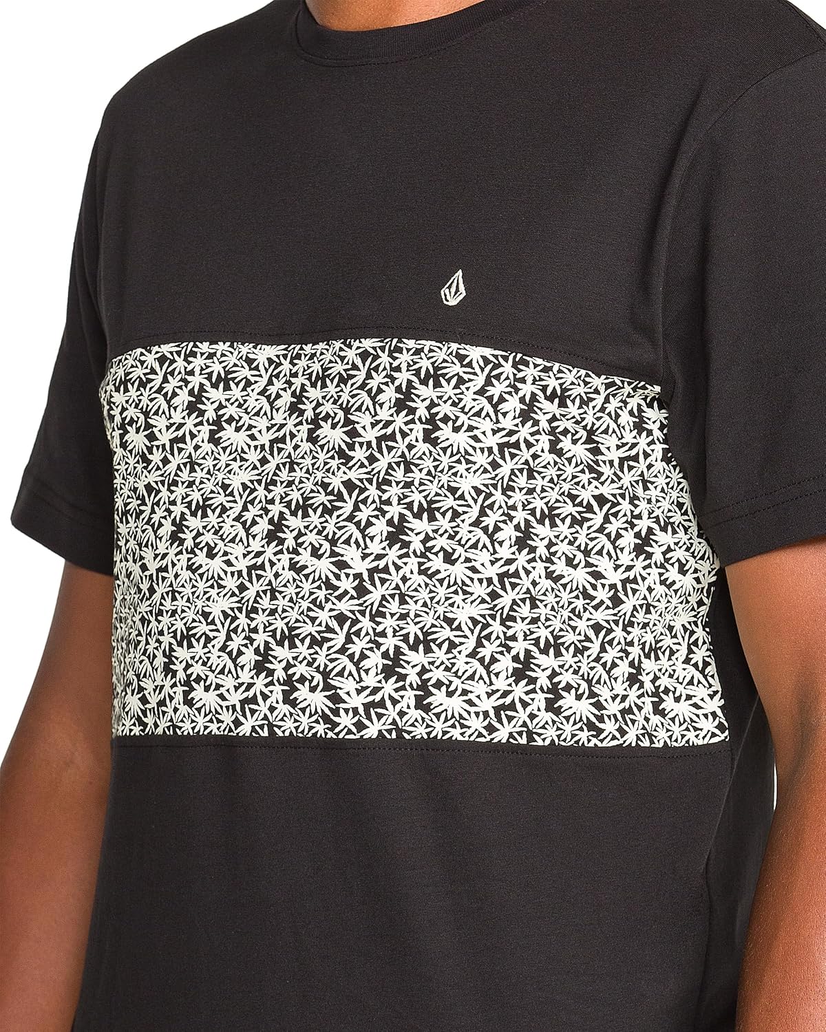 Volcom Men's Striped Knit T-Shirt – Short Sleeve Crewneck Tee, Soft Cotton Jersey Black