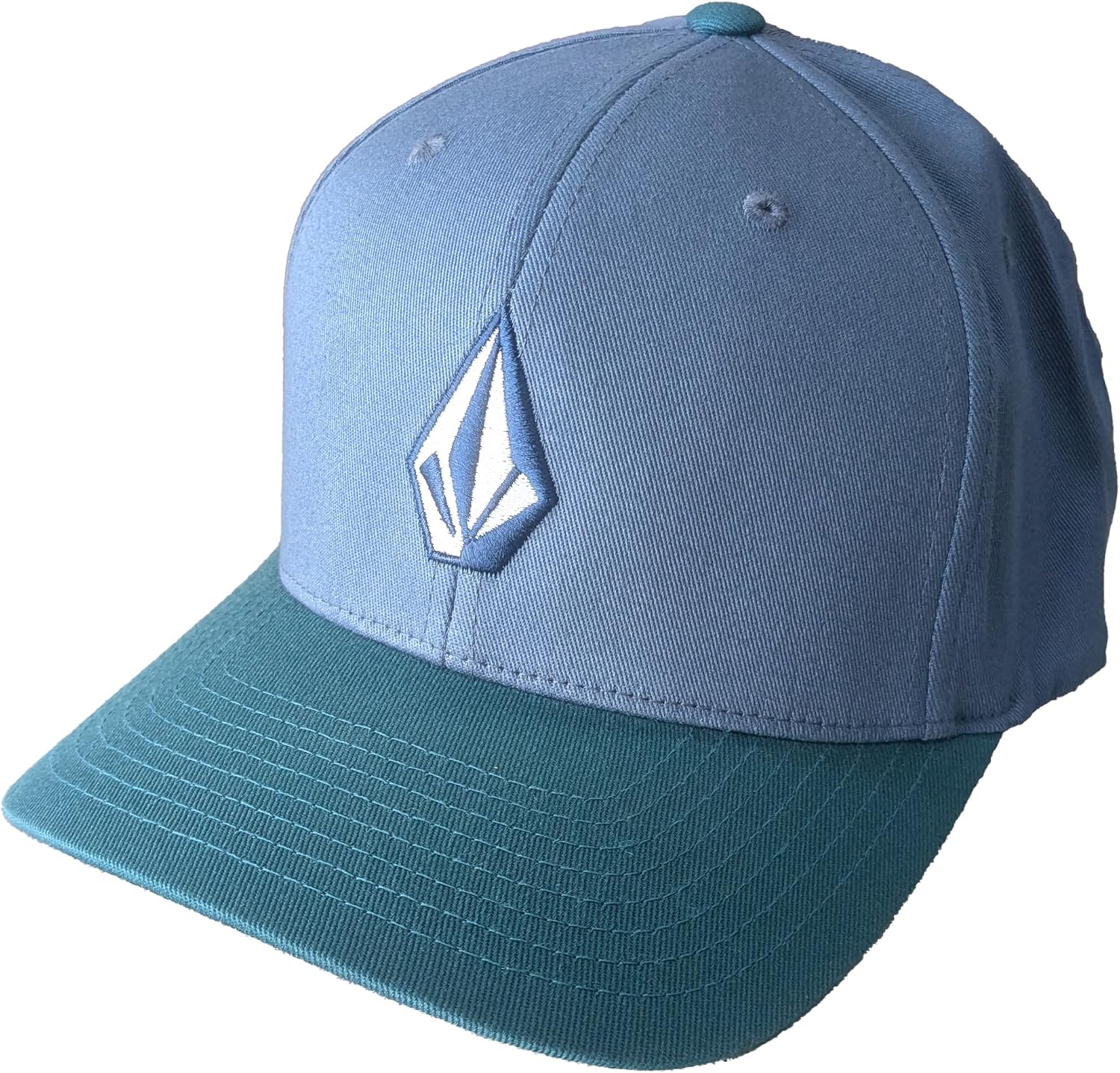 Volcom Men's Full Stone Flexfit Hat - 6-Panel Structured Stretch Twill Baseball Cap Blue Wash