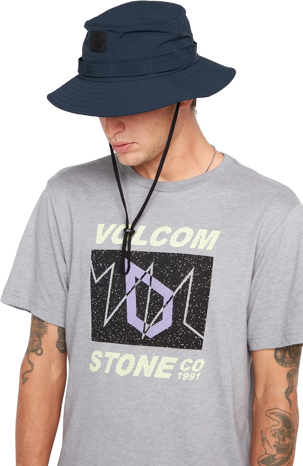 Volcom Men's Boonie Hat – Wide Brim Sun Hat with Adjustable Chin Strap Navy