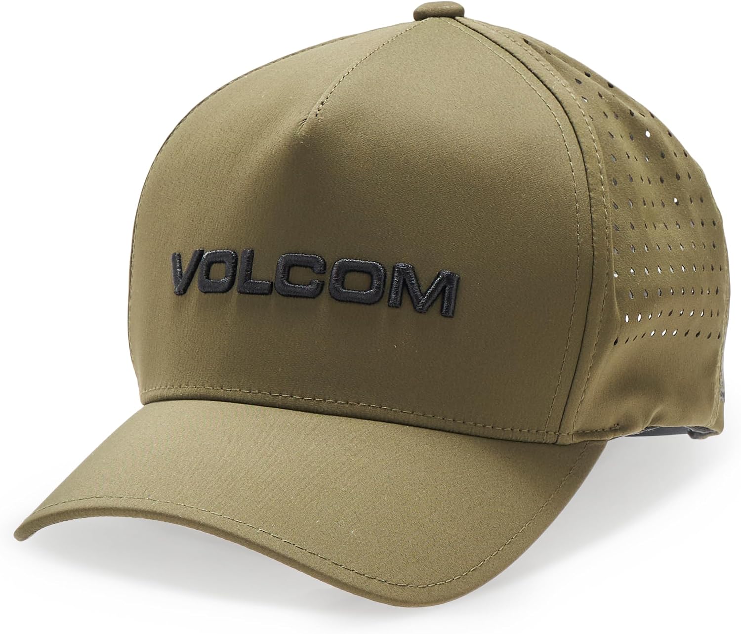 Volcom Men's Full Stone Flexfit Hat - 6-Panel Structured Stretch Twill Baseball Cap Sage Leaf