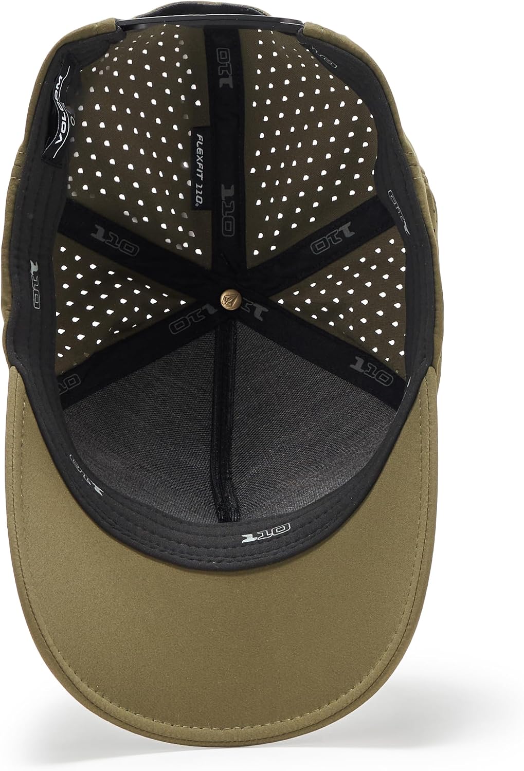 Volcom Men's Full Stone Flexfit Hat - 6-Panel Structured Stretch Twill Baseball Cap Sage Leaf