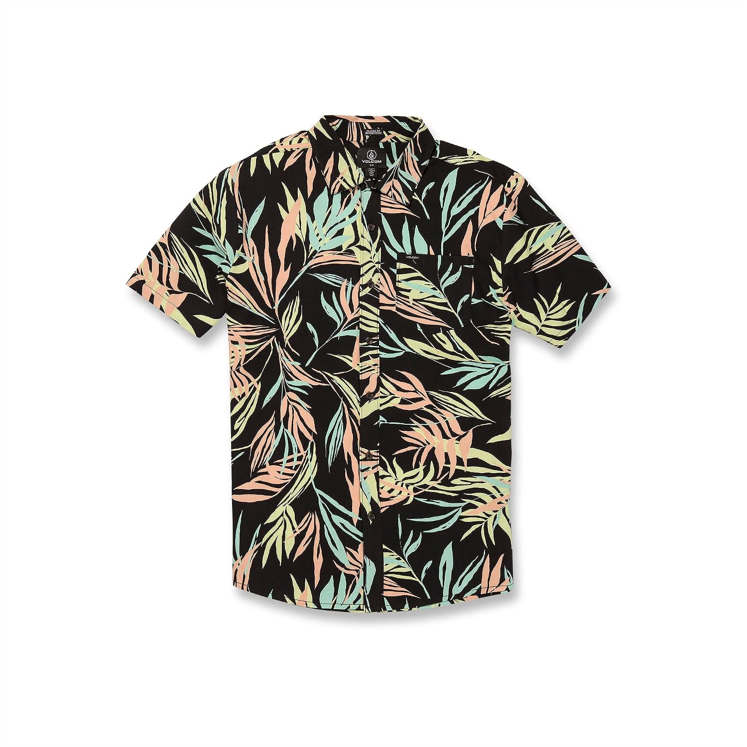 Volcom Men's Bleeding Leaf Short Sleeve Classic Fit Shirt Black